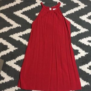 Red halter dress